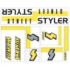 Skyway 1988 Street Styler frame and fork decal kit FLURO YELLOW