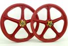 Skyway 60th Anniversary 20" RED Retro Tuff Wheels with GOLD Alloy Flange Hubs w/ Collector Box