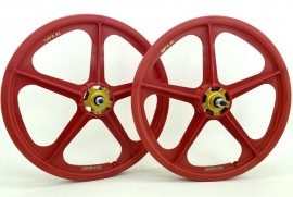 Skyway 60th Anniversary 20" RED Retro Tuff Wheels with GOLD Alloy Flange Hubs