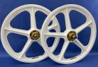 Skyway 60th Anniversary 20" WHITE Retro Tuff Wheels with GOLD Alloy Flange Hubs w/ Collector Box