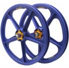 Skyway 60th Anniversary 20" BLUE Retro Tuff Wheels with GOLD Alloy Flange Hubs
