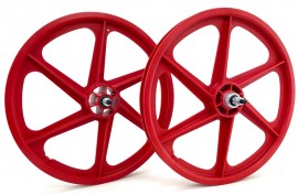 Skyway 20" RED SIX SPOKE Tuff Wheel SET- Freewheel