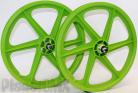 Skyway 20" GREEN SIX SPOKE Tuff Wheel SET- Freewheel