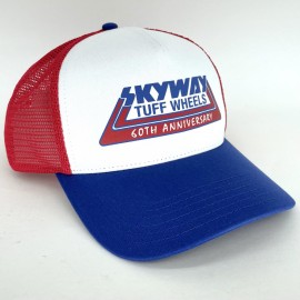 Skyway 60th Anniversary Retro Original 1980's Tuff Wheels Trucker Hat RED / WHITE / BLUE