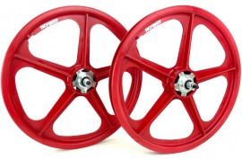 Skyway 20" RED Retro Tuff Wheels with SILVER Alloy Flange Hubs
