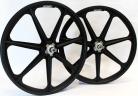 BLACK Skyway 24" Tuff Wheels with SILVER alloy flanges