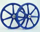 BLUE Skyway 24" Tuff Wheels with SILVER alloy flanges