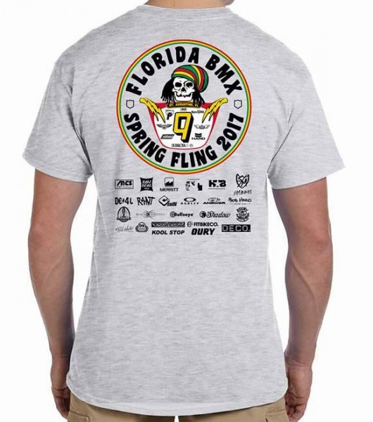 2017 Florida BMX 9th Annual Spring Fling T-shirt GRAY (Rasta) - Planet BMX
