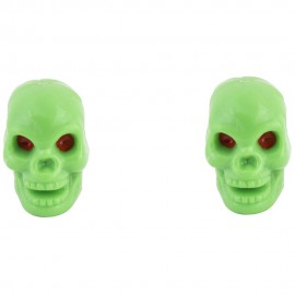 Trik Topz Green Skulls Valve Caps (Pairs)