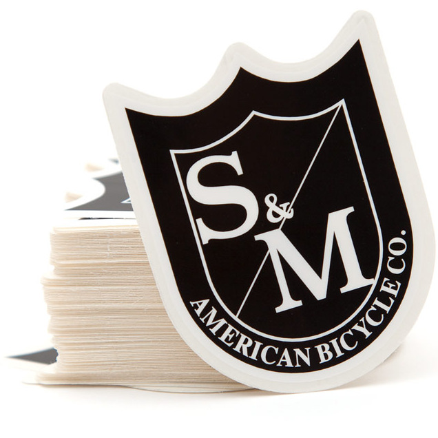 S M Bikes Medium Shield Logo Sticker 5 Pack Black White Planet Bmx