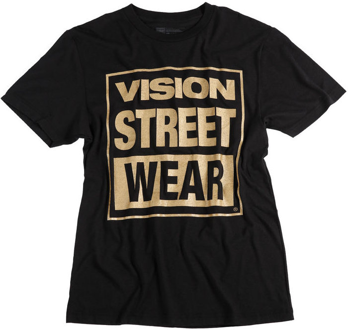 Vision Street Wear classic GOLD logo tee BLACK - Planet BMX
